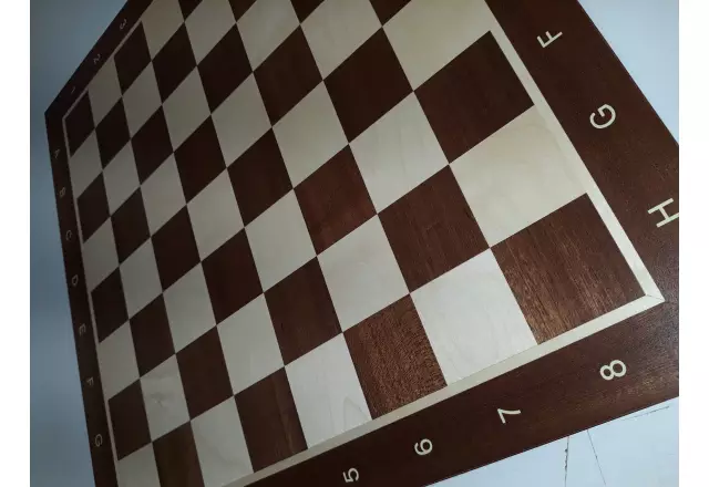 Doble cara: ajedrez sin notación + damas 100 cuadros, caoba / sicómoro